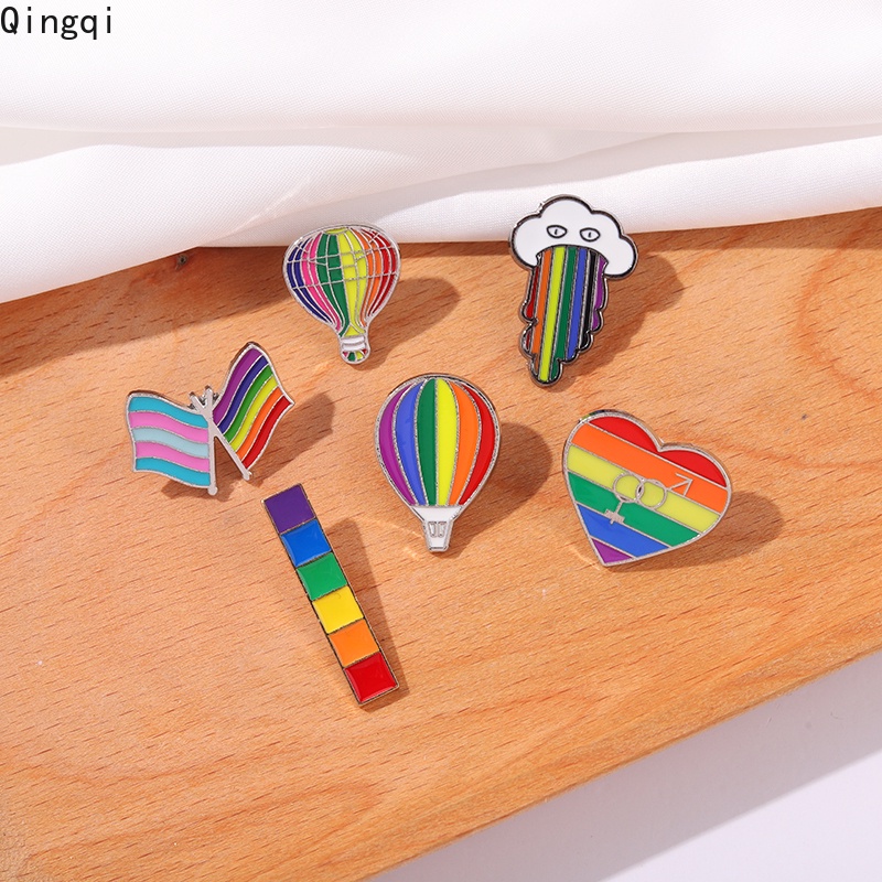 Bros Pin Enamel Desain Jari Tangan Pelangi 26 Gaya Bahan Metal Untuk Kerah Denim