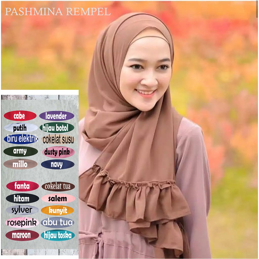 PASHMINA REMPEL DIAMOND ITALIANO DISKON JILBAB HIJAB KHIMAR BERGO KERUDUNG EVA 20 WARNA SALE