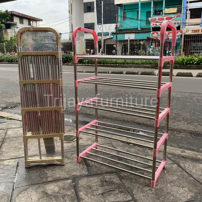Rak Sepatu Stainless Rak Sepatu 4 Susun
