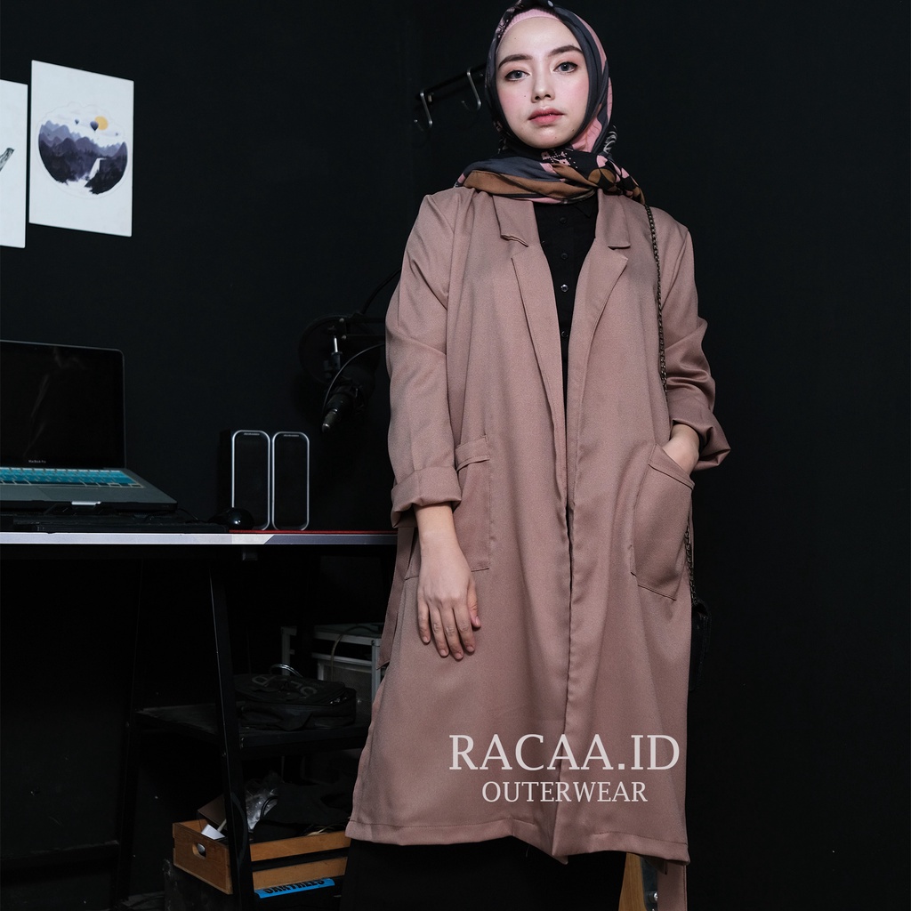 RAIHANAH LONG BLAZER -COAT WANITA - LONG OUTER WANITA PANJANG- BLAZER WANITA KOREA -BLAZER WANITA PA