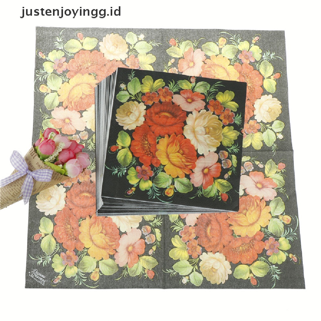 // justenjoyingg.id // floral flower paper napkins event &amp; party tissue cocktail napkins decor serviettes 20pcs ~