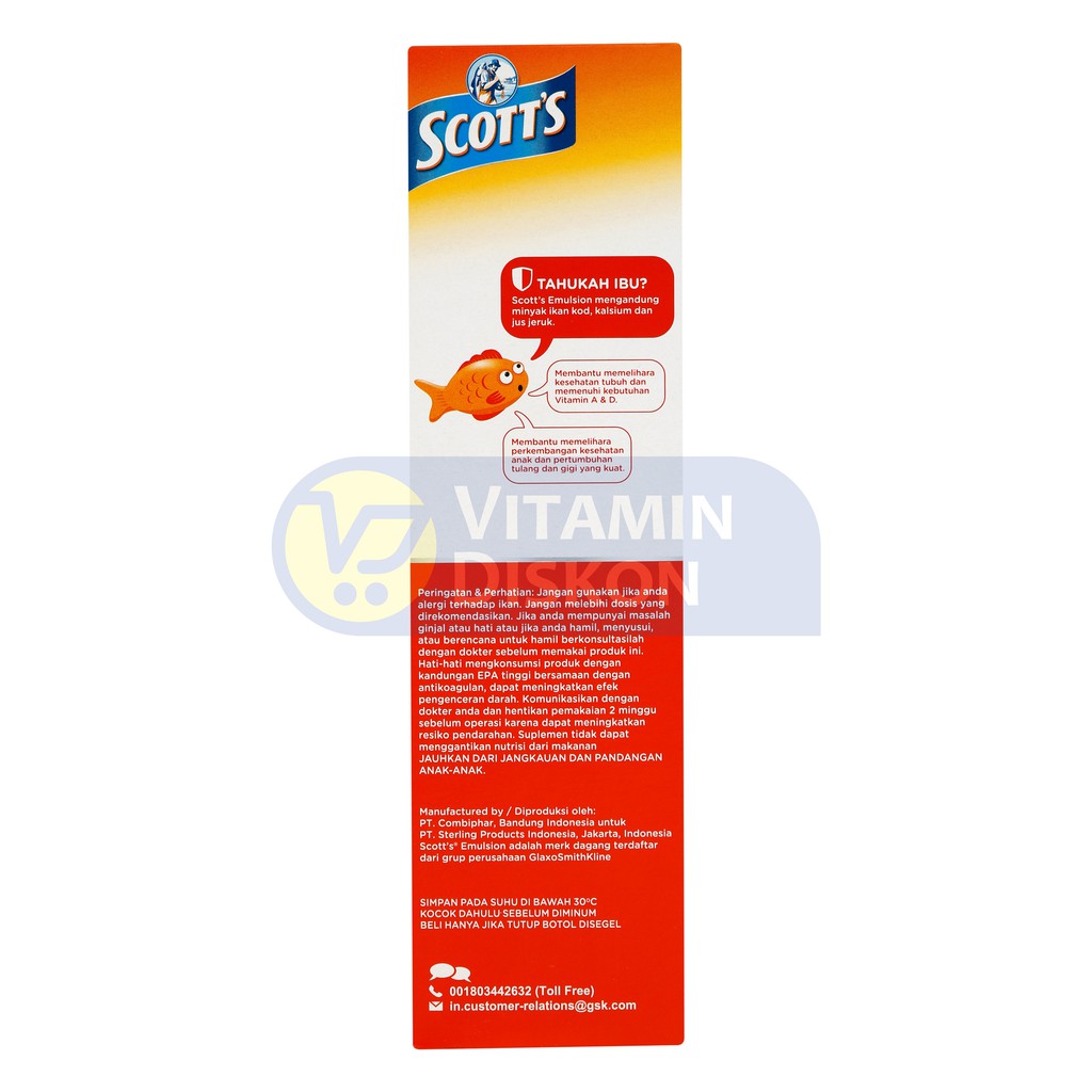 ScottS Emulsion Vita Orange Suplemen Kesehatan Otak Dan Pertumbuhan Anak - 400 Ml