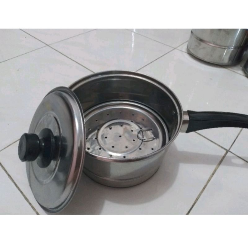 Panci Susu Steamer Tutup Stenlis Uk 16 &amp; 18 Cm