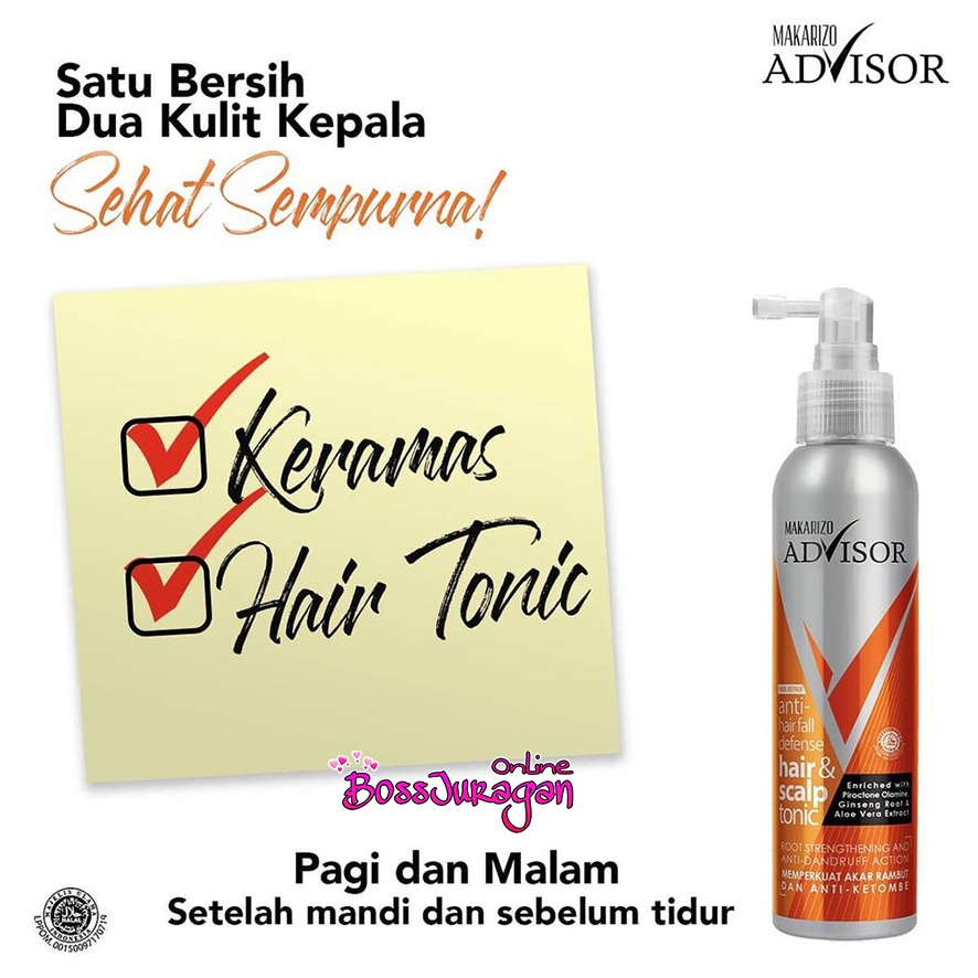 (BOSS) (145ml) Makarizo Advisor Hair &amp; Scalp Tonic 145mL / Perawatan Rambut Rontok dan Ketombe