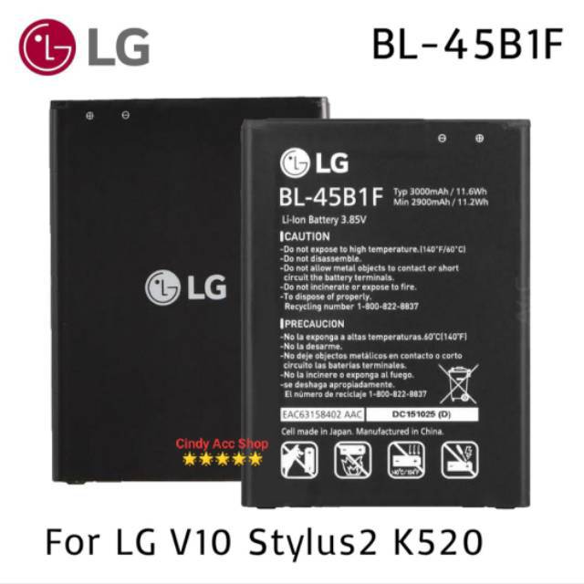 Baterai Batre LG Stylus 2 V10 BL-45B1F Original Battery