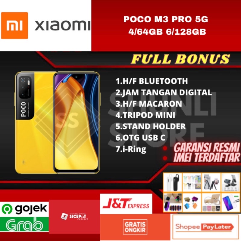 XIAOMI POCO M3 PRO 5G RAM 4/64GB 6/128GB NEW 100% ORIGINAL GARANSI RESMI