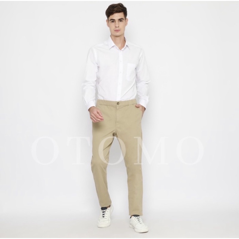 Celana Old Navy Slim Fit Pull on Anytime Chino Khaki Original Pria