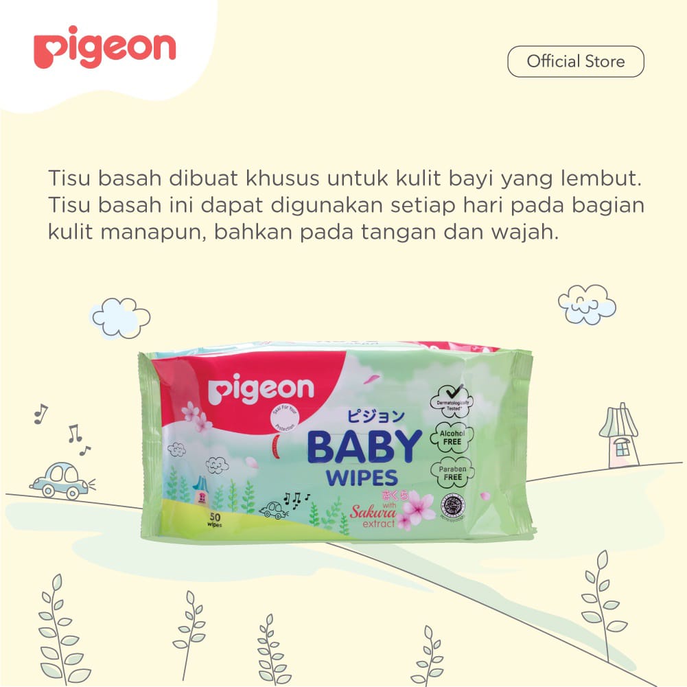 Pigeon Baby Wipes With Sakura Extract Isi 50Wipes