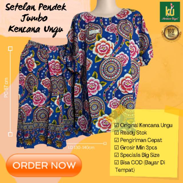 STELAN BAJU TIDUR BABY DOLL BATIK WANITA JUMBO BABYDOLL MAXI KANCING DEPAN FULL KANCING KENCANA UNGU