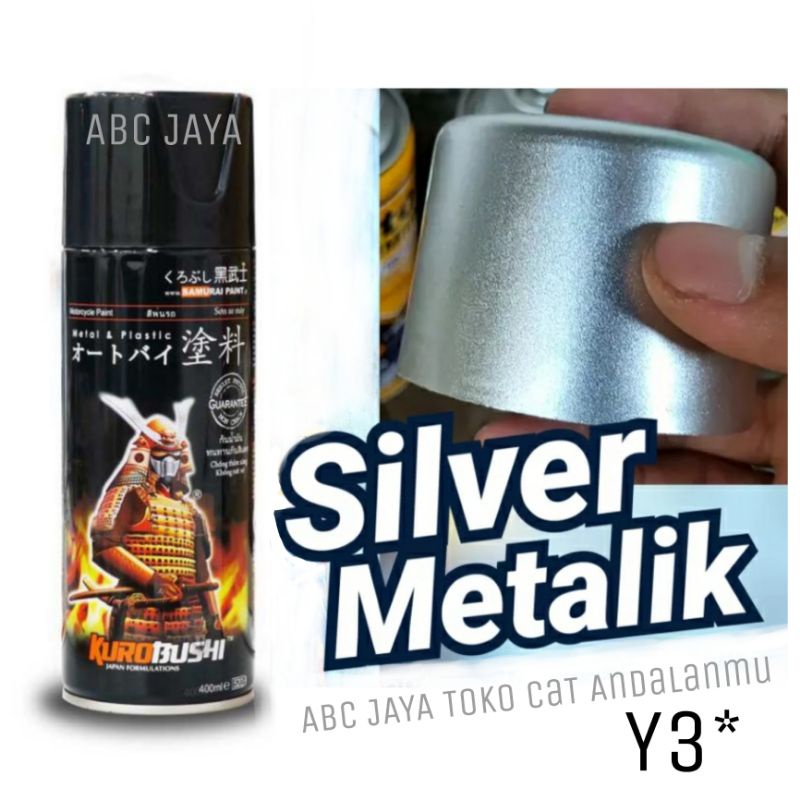 Cat Pilok Samurai Paint Y3* Silver Metalik 400ml Silver Metallic Silfer Otomotif Mobil Sepeda Motor 