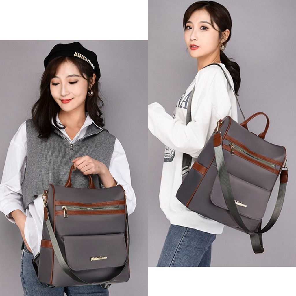 TAS RANSEL WANITA IMPORT ANTI AIR PREMIUM LANZEL BACKPACK GENDONG SEKOLAH KERJA PUNGGUNG BESAR KOREA