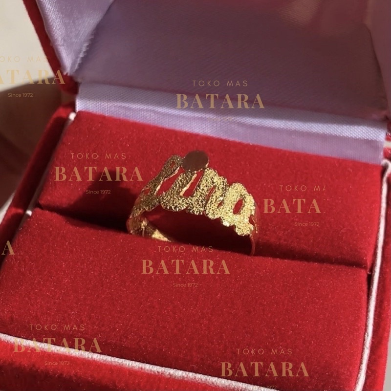Cincin Nama Huruf Inisial Initial Emas Tua Asli Kadar 99% / Emas Kadar 97% Custom Handmade