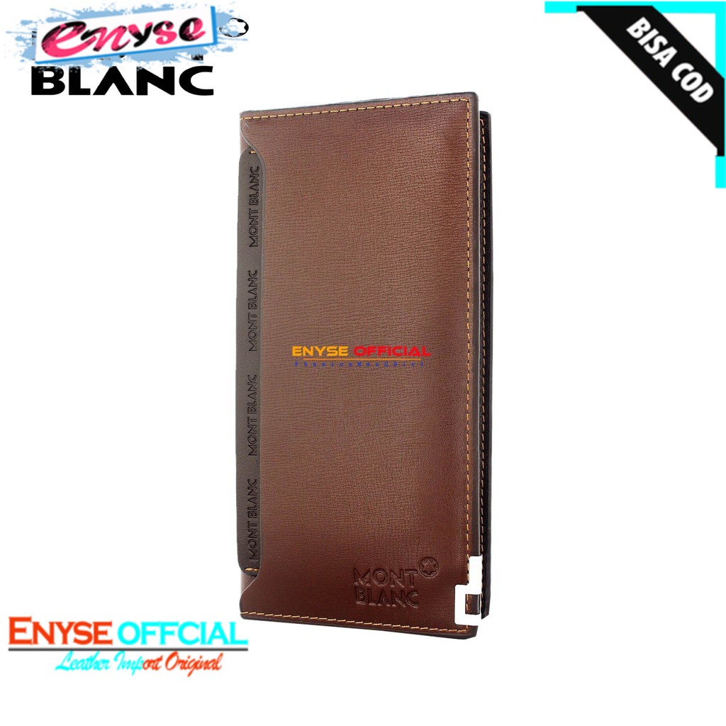 [ENY] MONTBLANC MAITER DOMPET PANJANG PRIA KULIT ASLI MODEL SLIM HITAM - COKLAT / WALLET IMPORT BISA