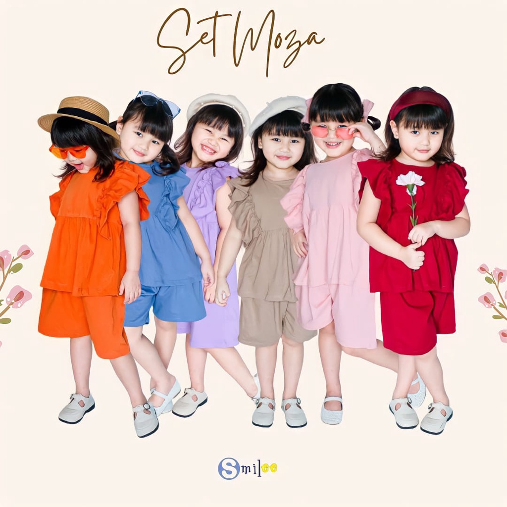 PROMO 7.7 Setelan Anak Moza Smilee Original Super Premium Pakaian Anak Perempuan Setelan Baju Anak 1 - 5 Tahun