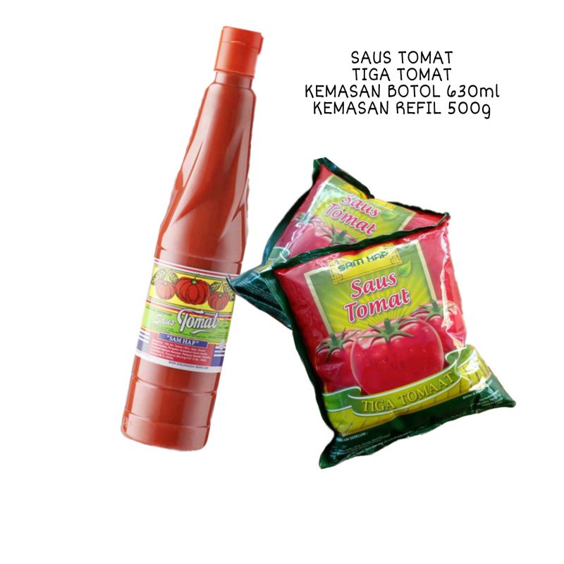

Saus Tomat Tiga Tomat Sam Hap Kemasan Botol 630ml