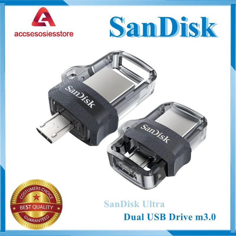 SanDisk Flashdrive  M3.0 Ultra Dual Drive OTG 16GB/32GB/64GB/128GB Transmisi 150M/S Flash Drive Storage Eksternal- Hitam(100% Original)