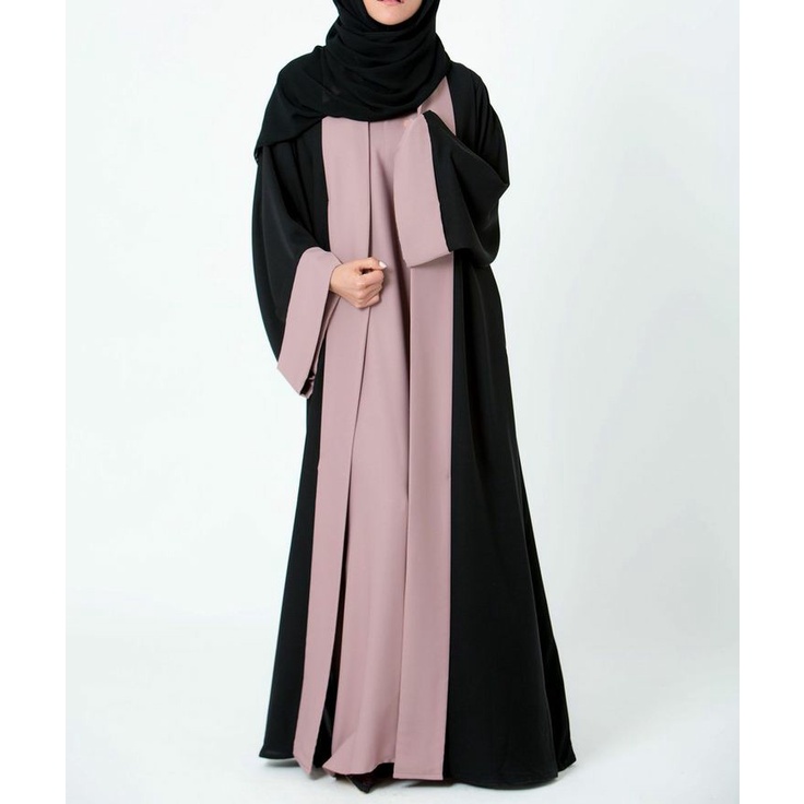 busana muslim wanita - jubah terbaru - abaya kombinasi kania polos - gamis turkey (BR181)