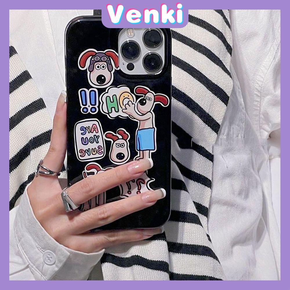 iPhone Case Silicone Soft Case Black Glossy Candy Case Shockproof Protection Camera Cartoon Cute Dog Compatible For iPhone 11 Pro Max 13 Pro Max 12 Pro Max 7Plus xr XS Max