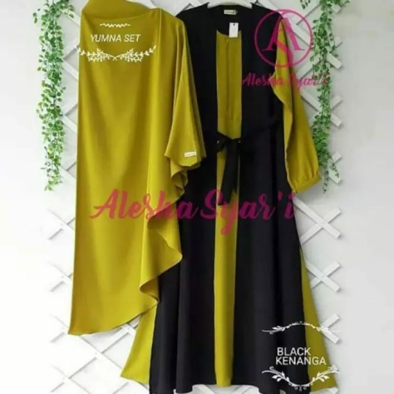 Gamis Yumna Set hijab//Gamis Syar'i Wanita Terbaru