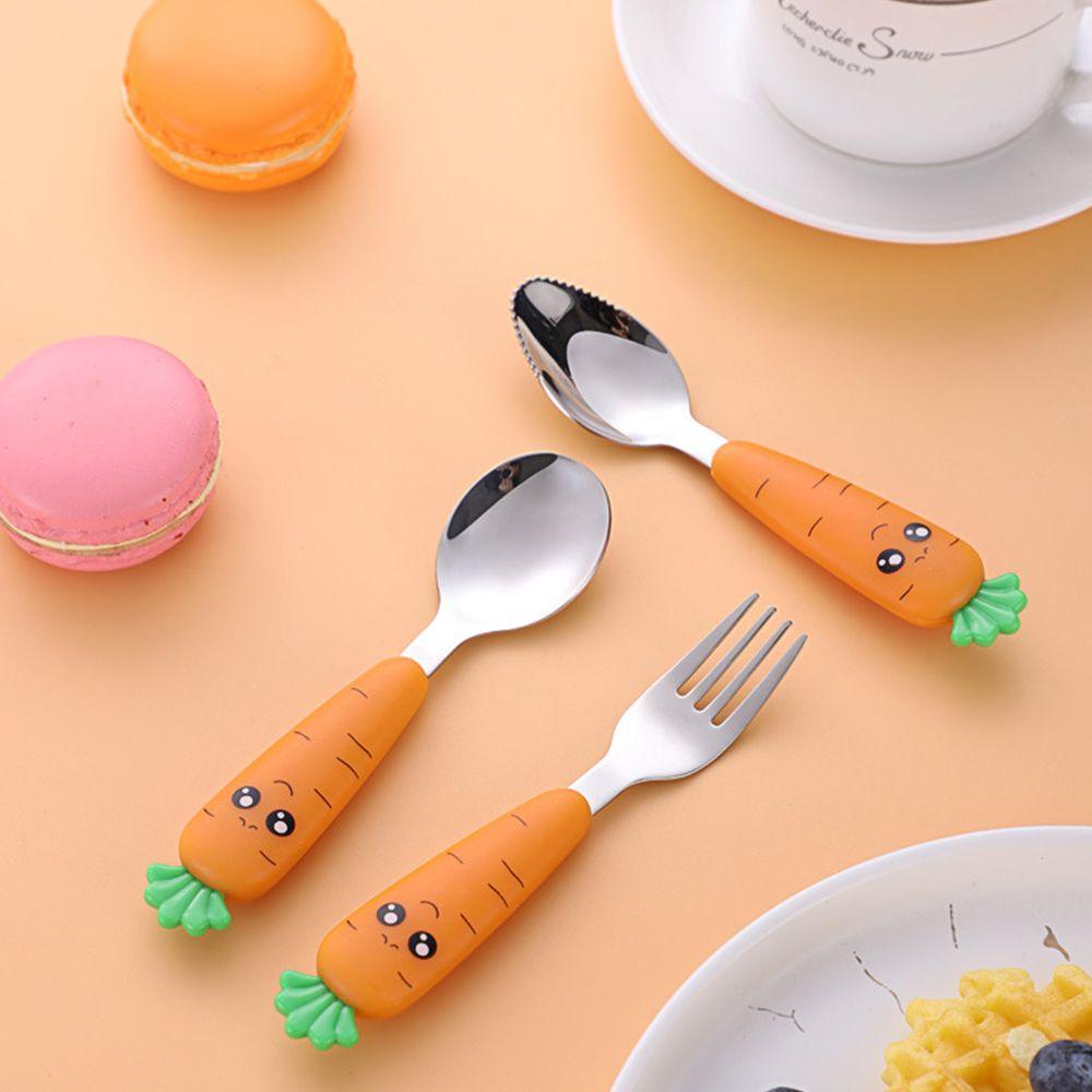 Peralatan Anak Nanas Dapat Digunakan Kembali Stainless Steel Sendok Garpu Set Bayi Sendok Garpu Balita Peralatan Makan