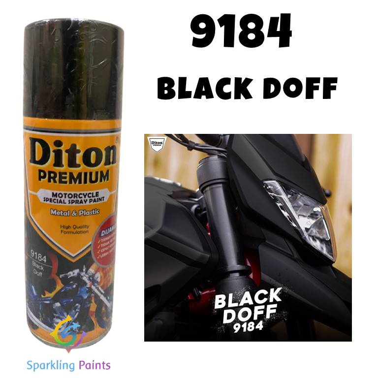 Pilox Diton Premium Black Doff 9184 Hitam Dof Dop Cat Pilok Tahan Bensin 400ml