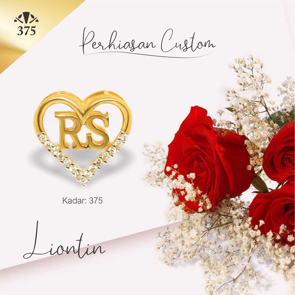 TM375 LIONTIN EMAS ASLI CUSTOM LOVE INISIAL