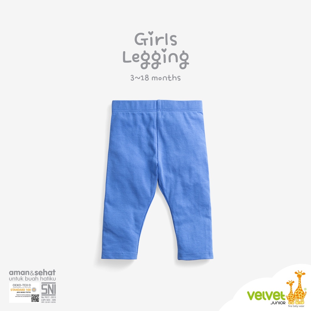 Velvet Junior Legging Bayi - Baby Girls Legging Solid Blue / Biru