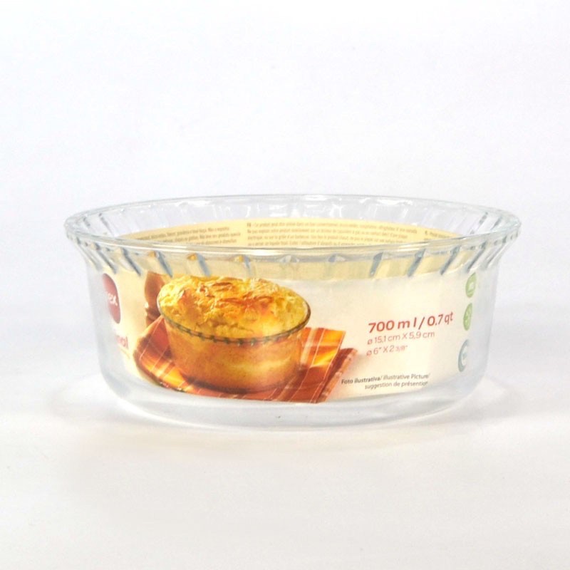 Marinex 6384 Loyang kaca souffle bulat pyrex piring mangkok oven safe 700ML OYANG KUE ROTI PUDDING K