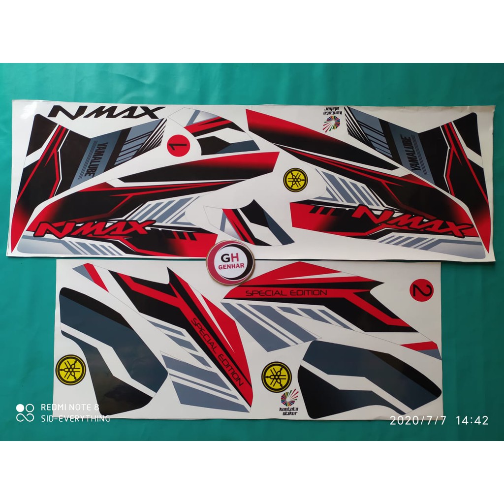 stiker striping motor yamaha nmax variasi hitam-merah