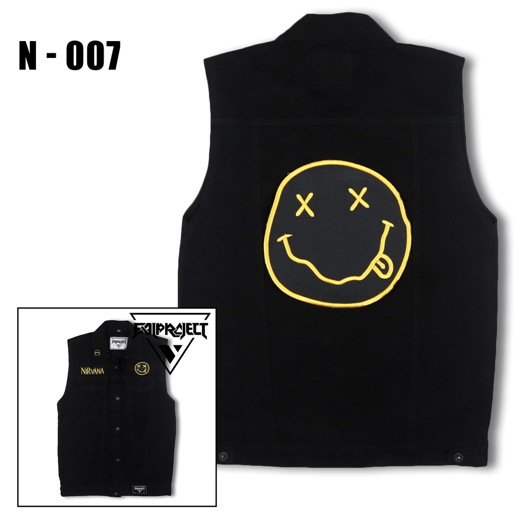 rompi jeans dengan bordir besar di punggung, jaket rompi PRIA jaket jeans denim vintage style motor 