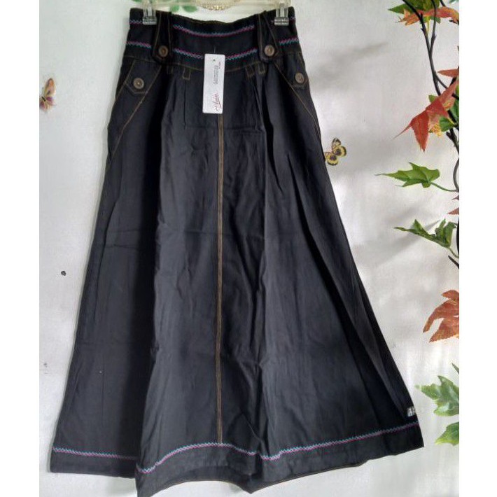 Rok panjang jeans mayung hitam