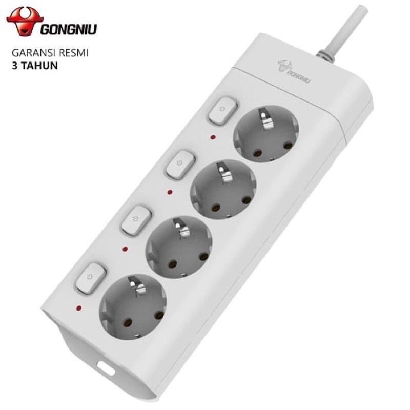 GONEO Stop Kontak Single On/Off Power Strip 4 Lubang Colokan G3040 GONGNIU