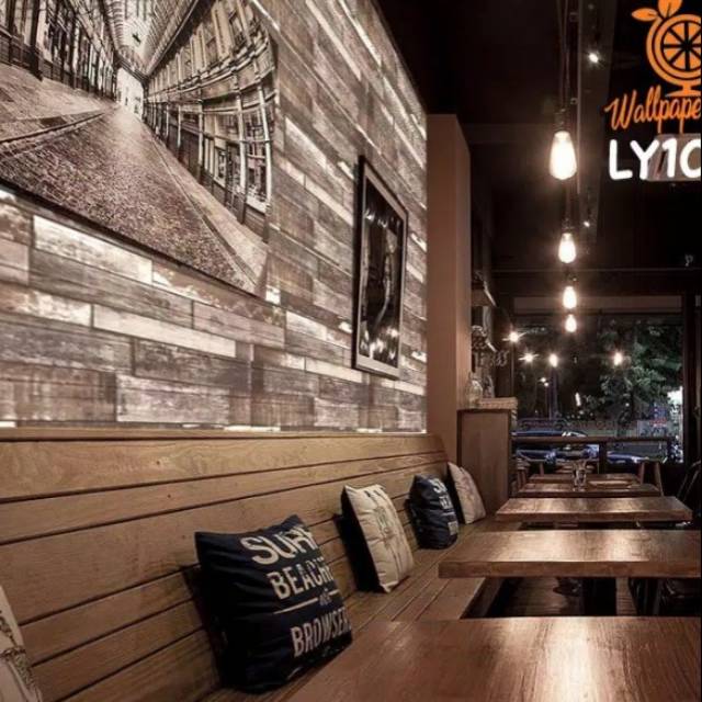 Wallpaper dinding 3D foam motif kayu clasic