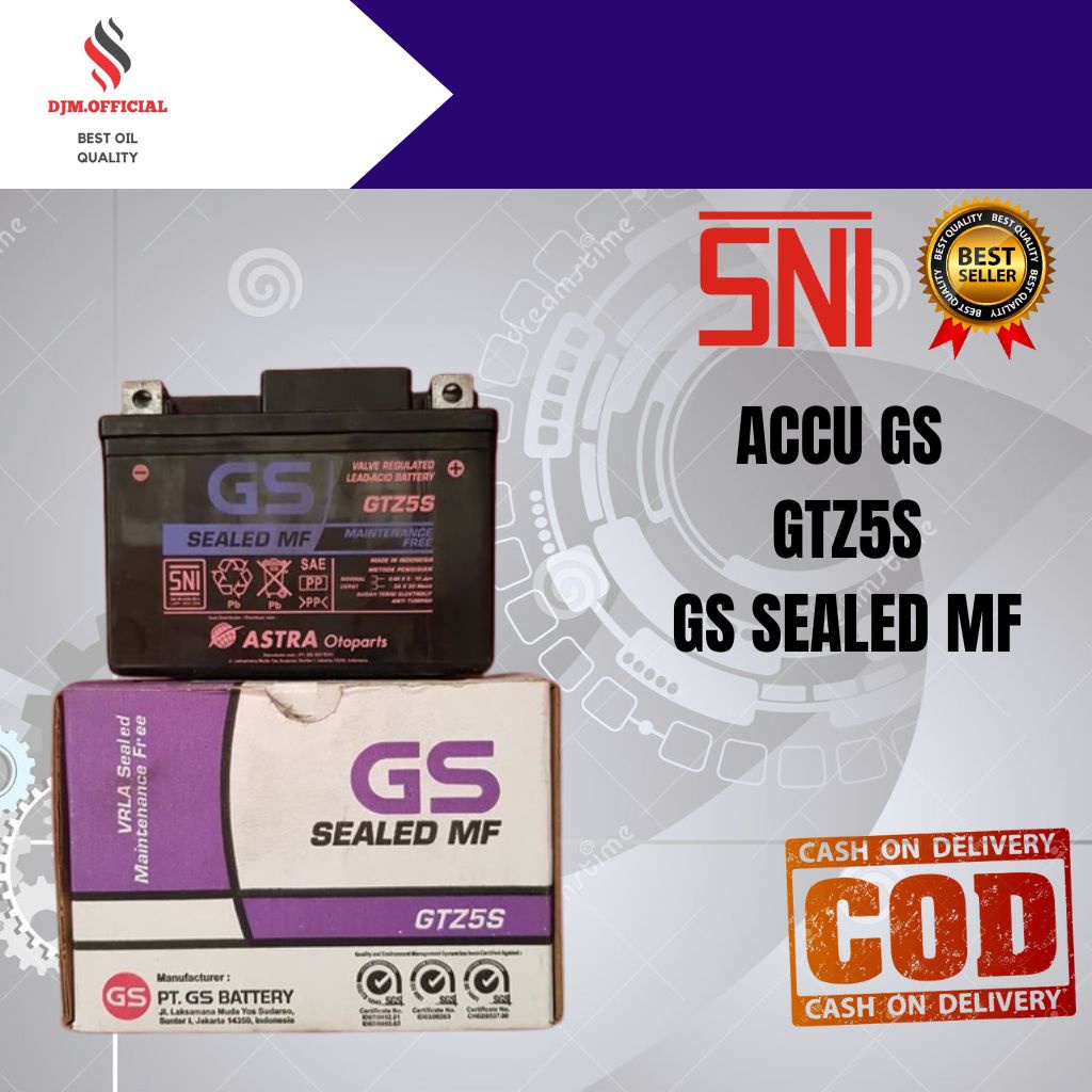 ACCU AKI MOTOR GS ASTRA MF GTZ5S BEAT KHARISMA,MIO J FULL KERING PENDEK (GSMF-GTZ-5S)