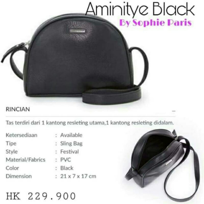 TAS AMINITYE BLACK SOPHIEMARTIN PARIS/TAS SELEMPANG KECIL SOPHIE PROMO