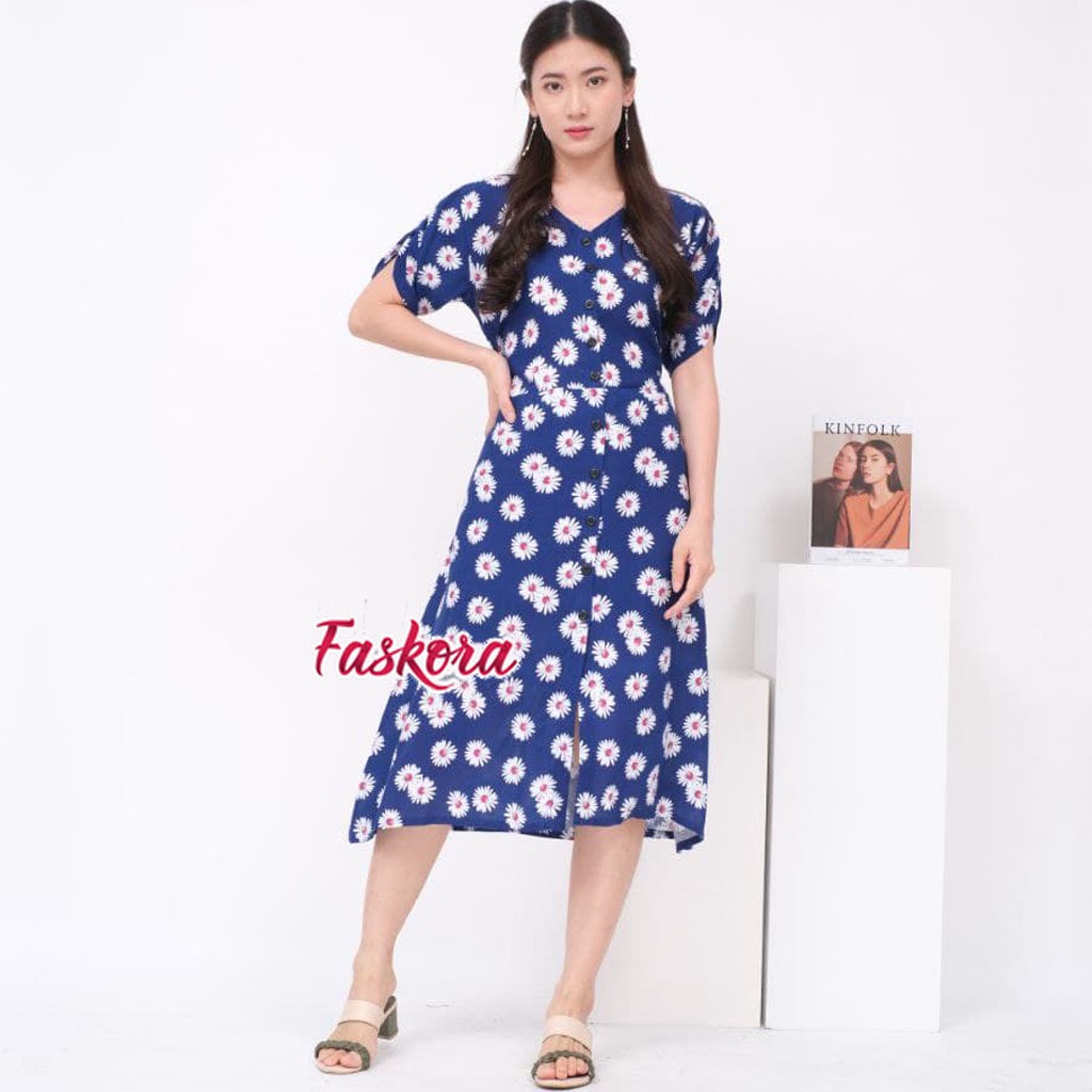 Dress Kancing Depan Full Jumbo Busui Friendly Kekinian Murah Melati