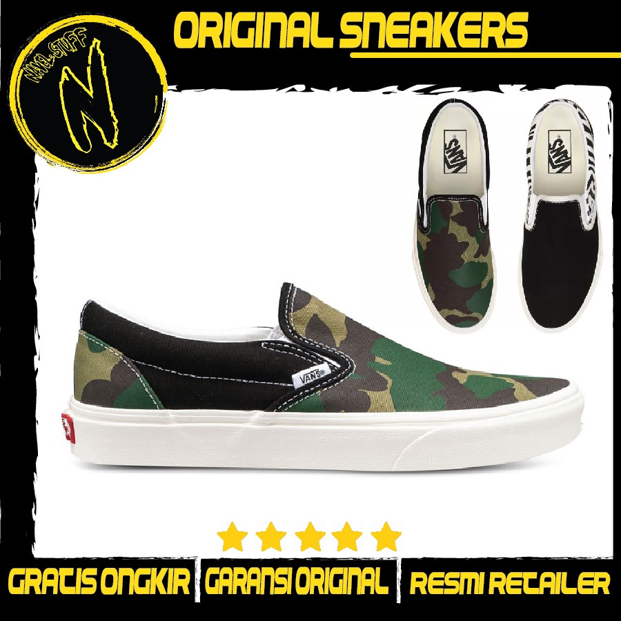 VANS Slip On Mismatch Zebra Camo Original Resmi BNIB