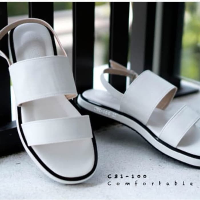 1708Bj Sandal Wedges Wanita Terbaru Bali Jepun Warna 7Cm. 15151Sd TJ340  Teplek Slop R12 Putih - Pu