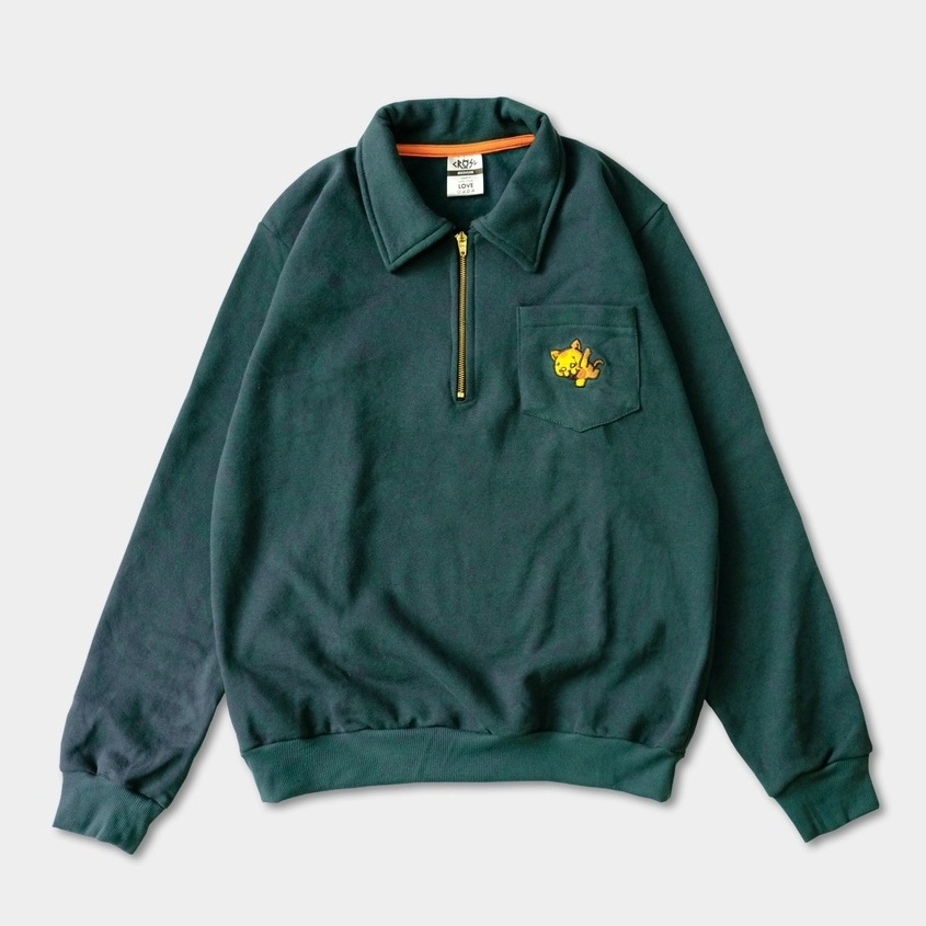 CRSL Chilo Polonian Sweatshirt | Green | Halfzip Crewneck Sweater | Outerwear Fleece  Pria Wanita