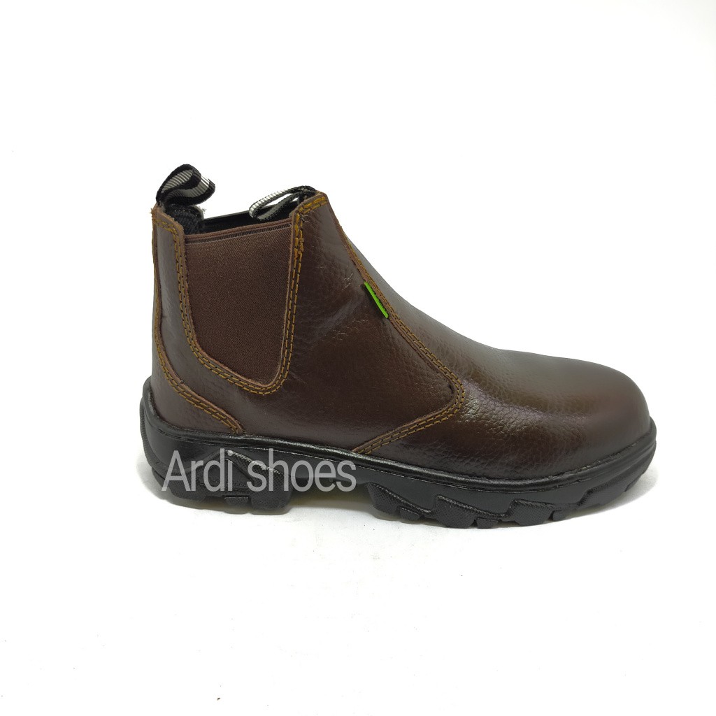 Sepatu Safety Boots Pria Kulit Sapi Asli Sepatu Sefti Cowok Ujung Besi Sepatu proyek Stand Horse 805