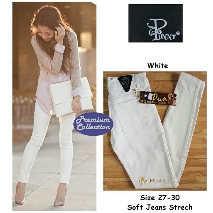 Jual punny white jeans | celana jeans putih wanita Murah