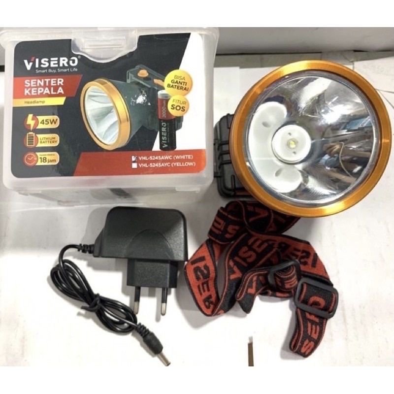 Senter Kepala VISERO VHL-5245AWC 45w 45watt 45 watt Sinar Putih Terang Fitur SOS