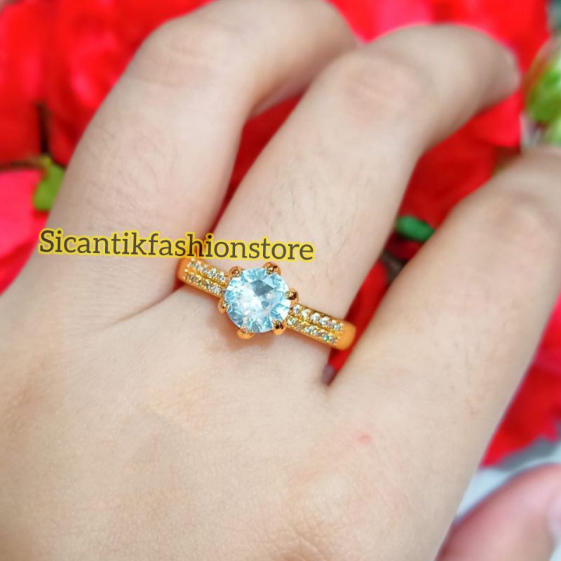 Cincin Titanium Wanita Gold Silver Dewasa Mewah Berkualitas Terlaris Anti Karat Tidak Luntur Cincin