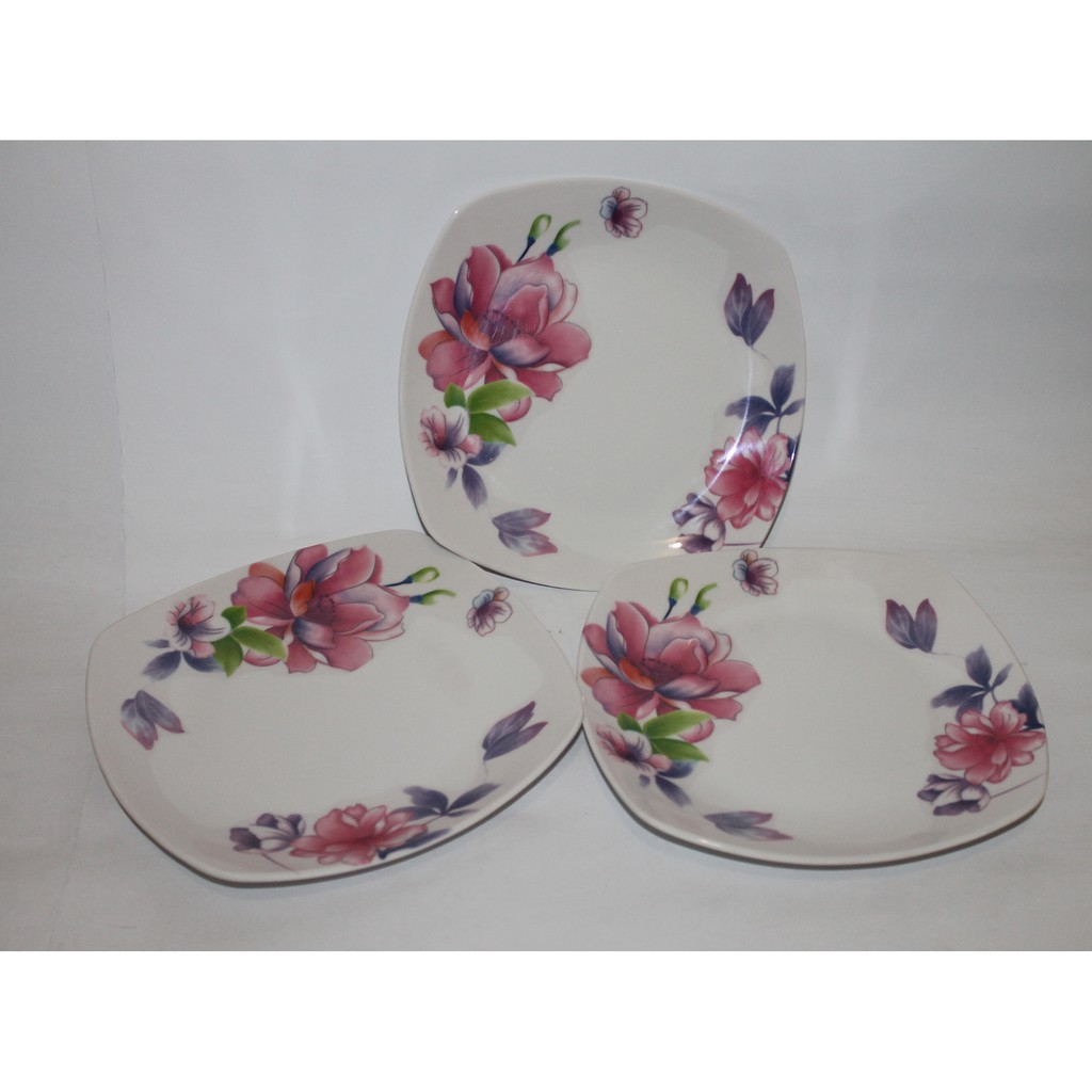 Piring Melamin Saji Kotak Ceper Bunga Ungu Unica M5385