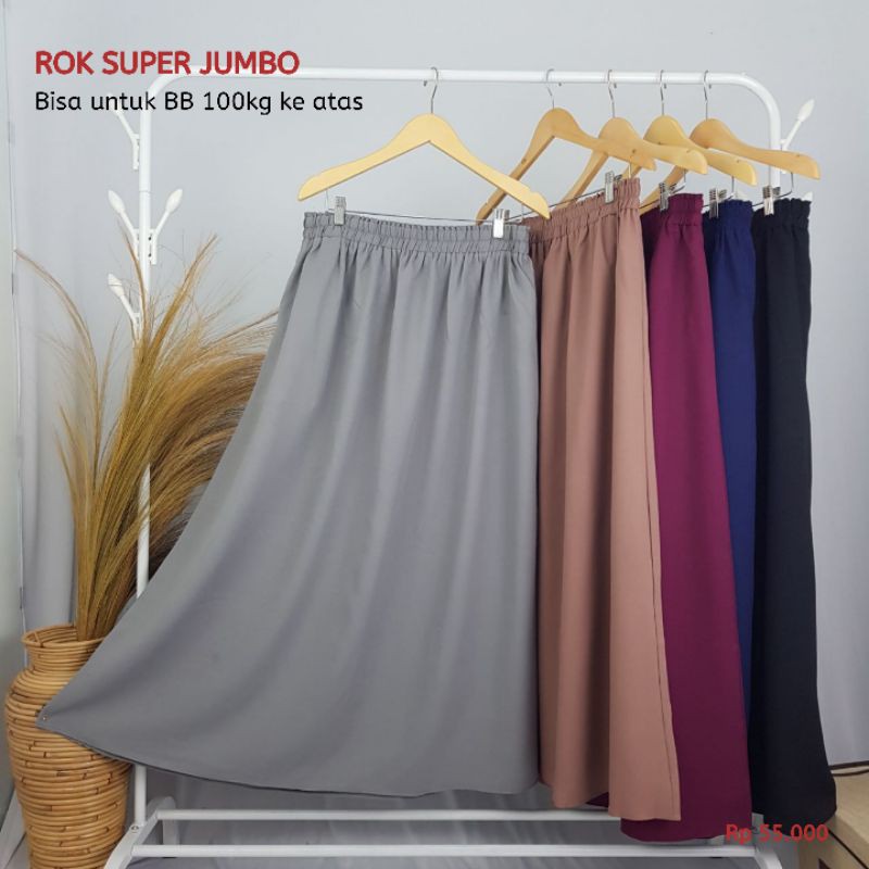 ROK SUPER JUMBO MOSCREPE BIGSIZE - LP 150 CM -  BB 100 KG KEATAS - BISA COD - BUMIL - BAHAN NYAMAN