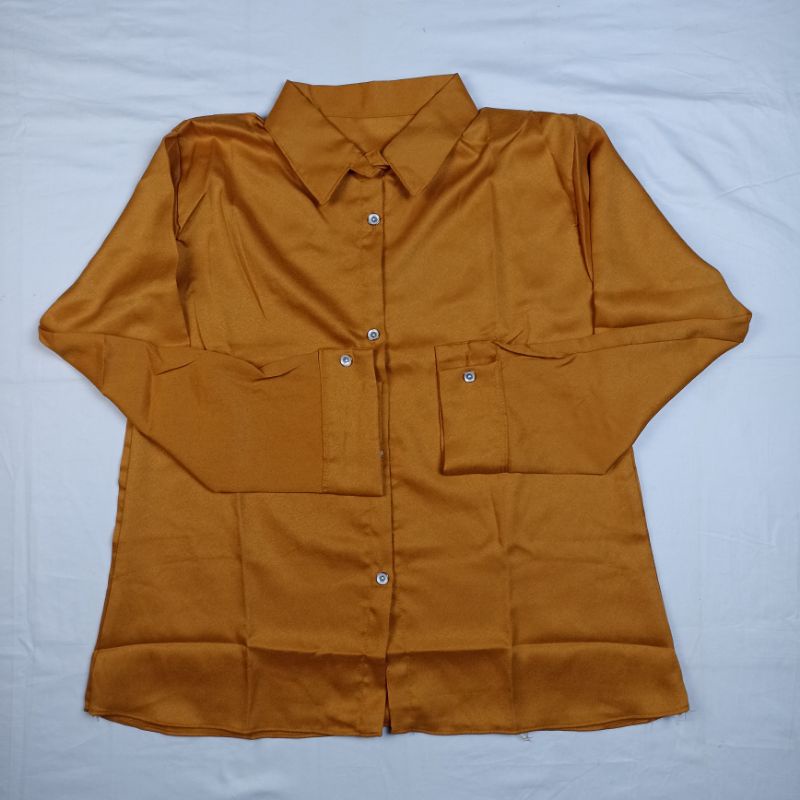 Atasan Blouse Kemeja Wanita Polos Basic Casual Varian Warna Lengan Panjang Bahan Moscrepe-2