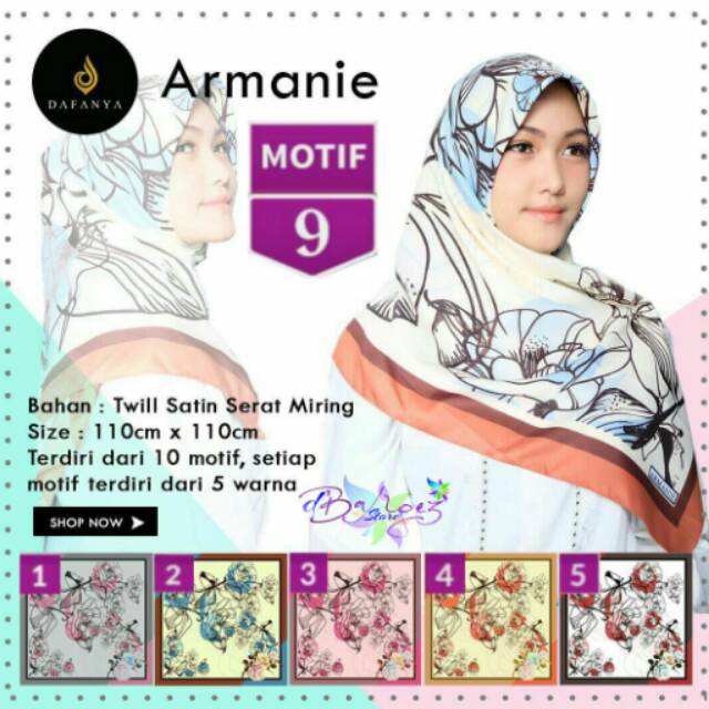 Jilbab Segiempat Armanie Satin motif 9 By Dafanya - Hijab Jilbab Scarf Kerudung Murah