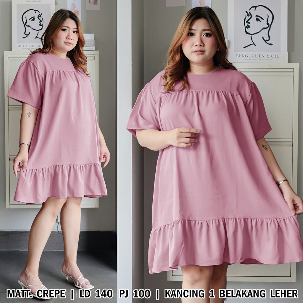 WSE390 - Dress BIG SIZE XXXL Fani Dress JUMBO UK 3XL LD 140 CM PJ 100 CM Dress Wanita Jumbo Dress Wanita Besar Tunik Wanita Jumbo PREMIUM QUALITY