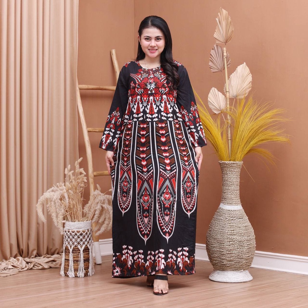 Batik Prass - Daster Lengan Panjang Kekinian Kancing Depan Longdres Busui Rayon Santung Rayon SUPER Ori Prass Official-ZAFINA ORANGE