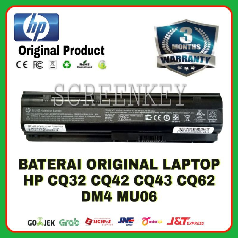 baterai battery laptop hp mu06 cq42 cq43 cq62 dm4 hp 430 435 1000 g4 g6 g7 g42
